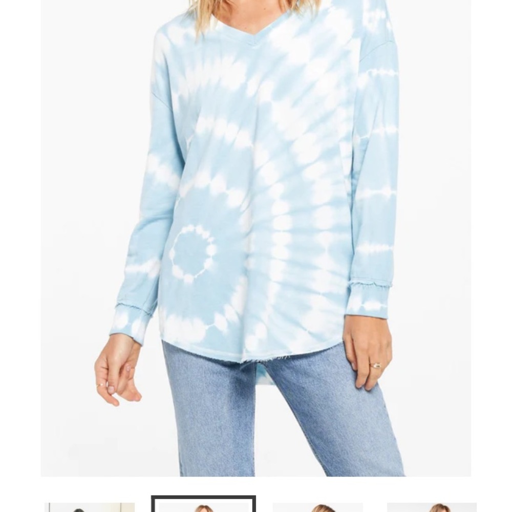 Z Supply Light Blue Tie-Dye Sweatshirt